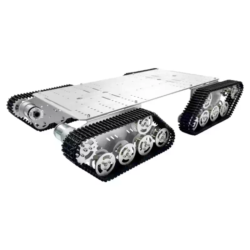 Metalowe, gąsienicowe podwozie inteligentnego robota z 4 napędami