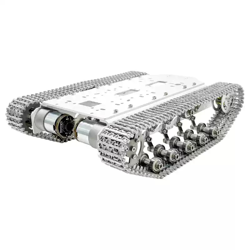 Metalowe, amortyzujące podwozie robota gąsienicowego